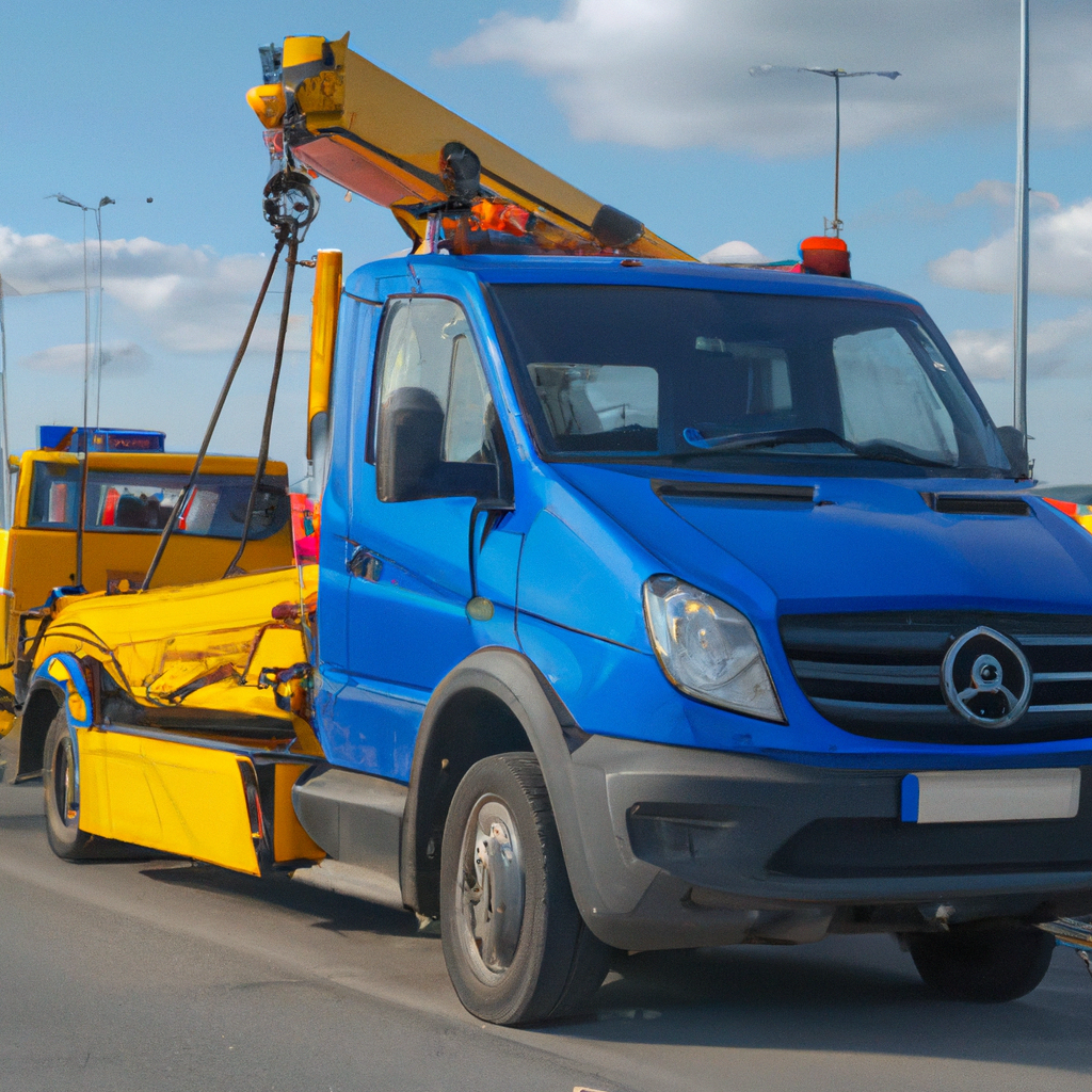 Emergency tow truck on roadside assistance.