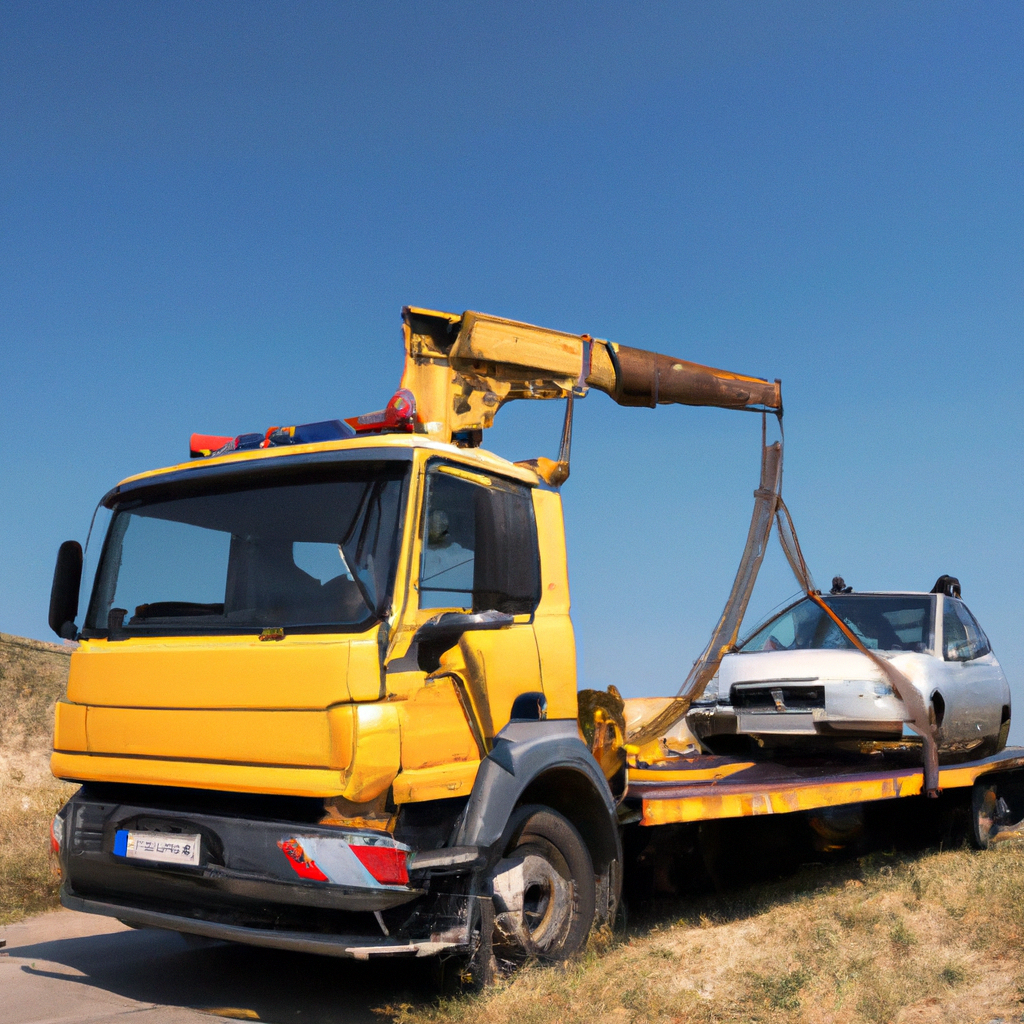Emergency towing truck assisting stranded vehicle.