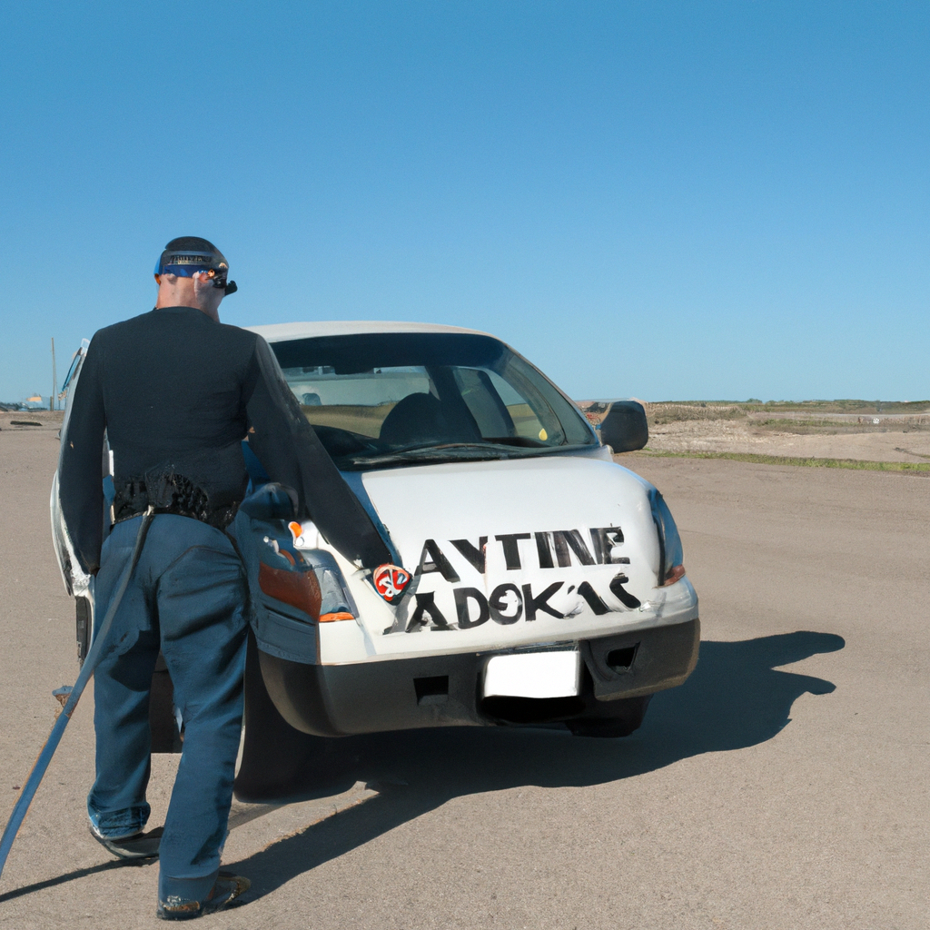 Roadside assistance vehicle aiding stranded driver.