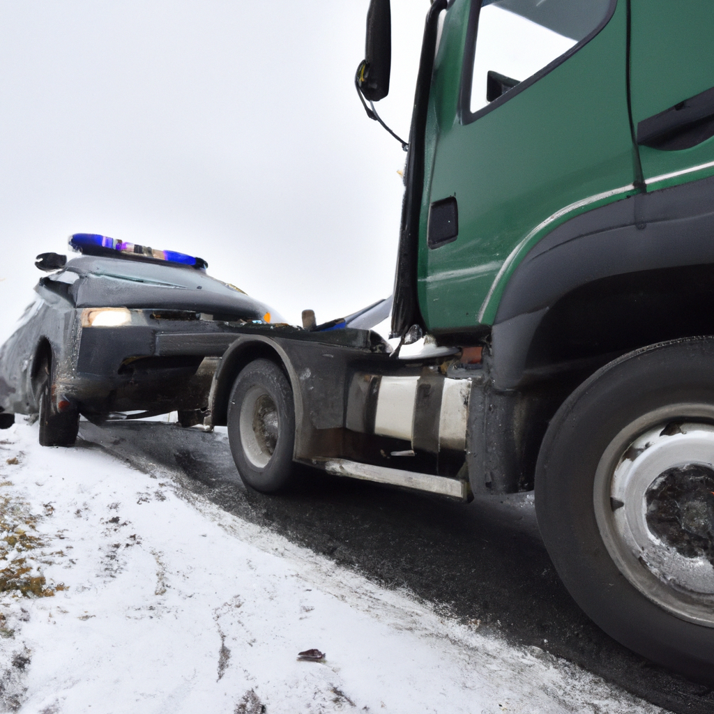 Tow truck assisting a stranded vehicle.